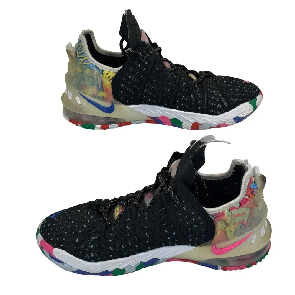 Nike LeBron 18 GS Play for the Future‎ Black Multi 3.5Y Youth Basketball Shoes